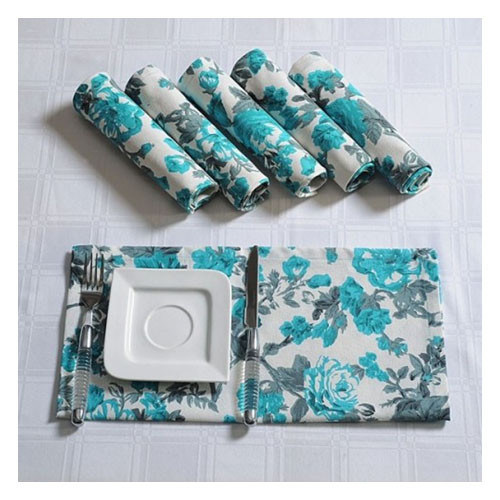 BLUE ROSE DINNER NAPKINS SET