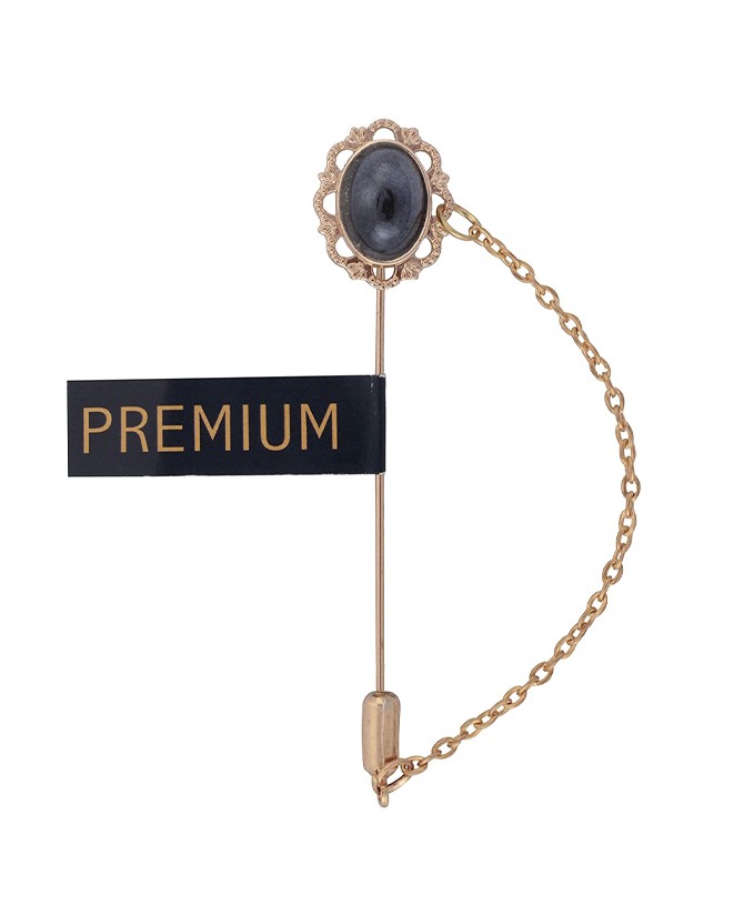 Peluche dapper Golden Black Colored Brooch Lapel pin for men