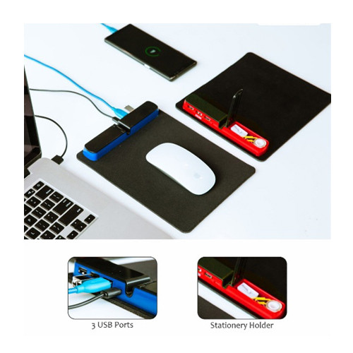 FUZO Trapp Mousepad with USB Hub and Stationary Holder