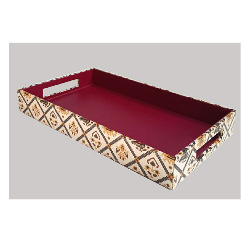 IMARS OBLONG PATOLA TRAY- CHERRY