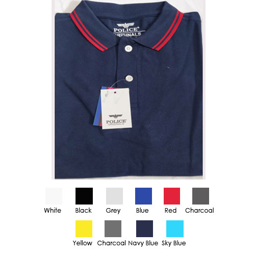 Police Originals T shirt with Contrast Tipping Collar