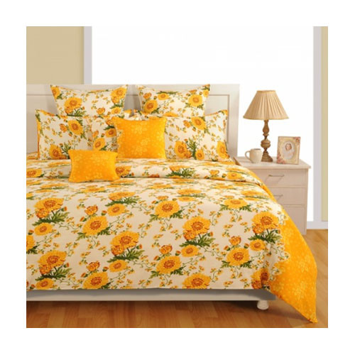 YELLOW BLOOM SATIN BED SHEET
