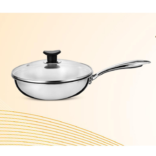 KENT TRIPLY STAINLESS STEEL FRYING PAN WITH GLASS LID