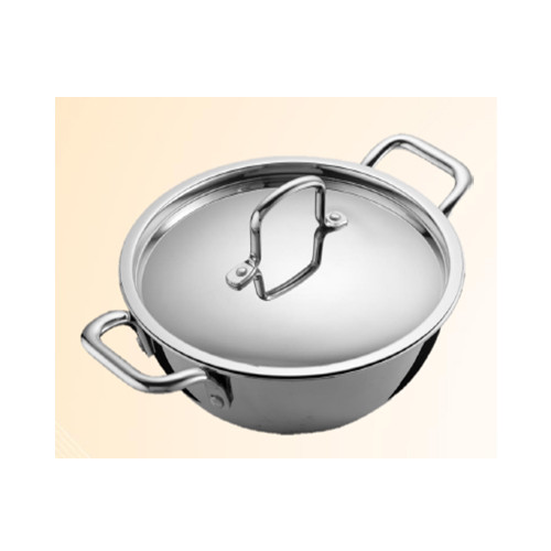 KENT TRIPLY STAINLESS STEEL KADAI W/ SS LID